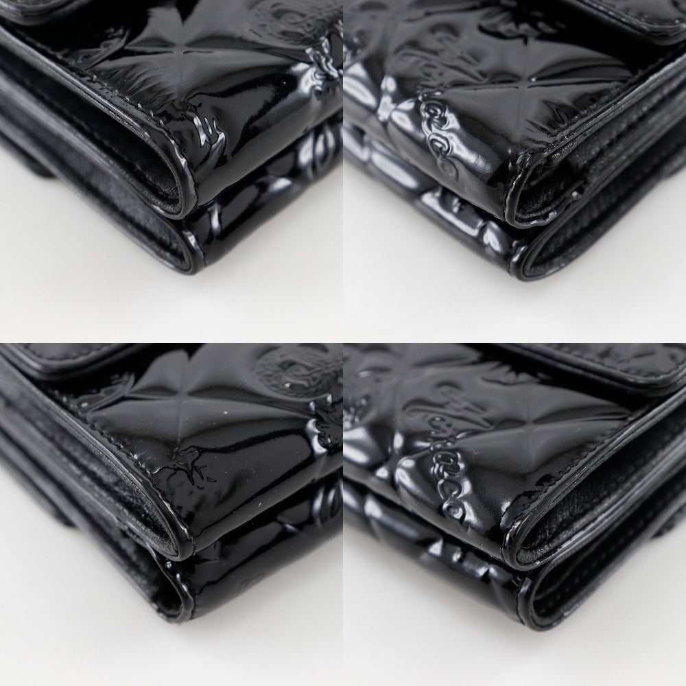 CHANEL Bifold Wallet A37152 Patent leather black W Hook Wallet Icon line