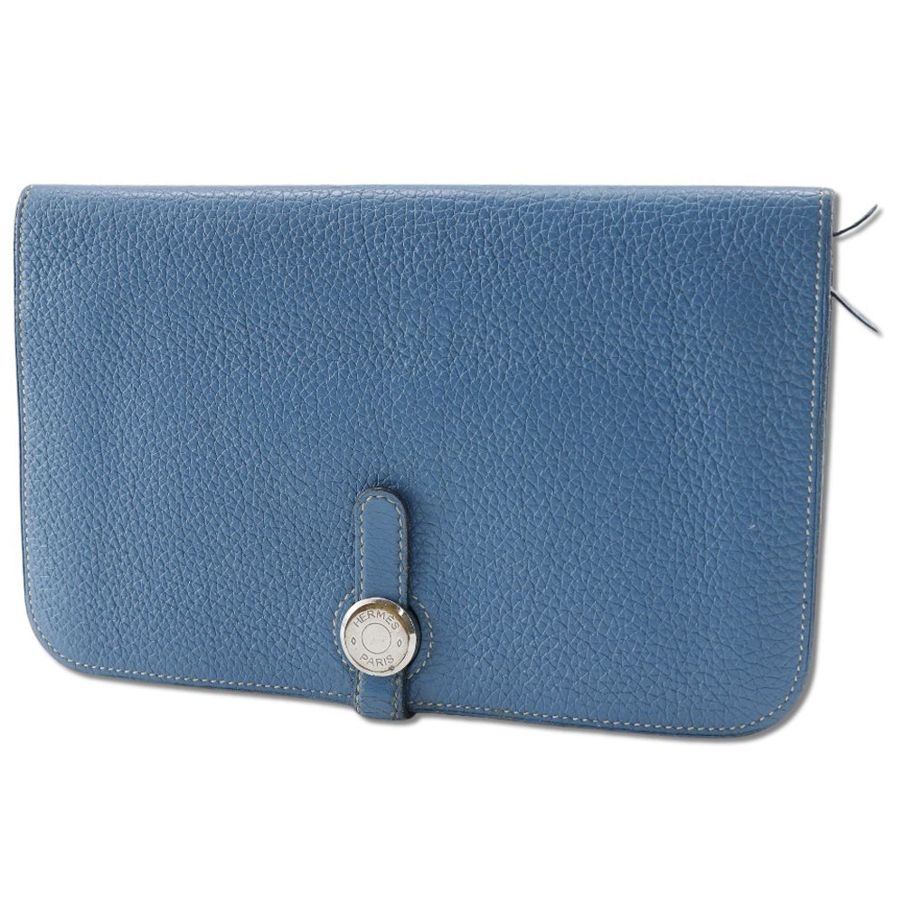HERMES Long Wallet Purse Togo blue Dogon GM unisex(Unisex) Used Authentic