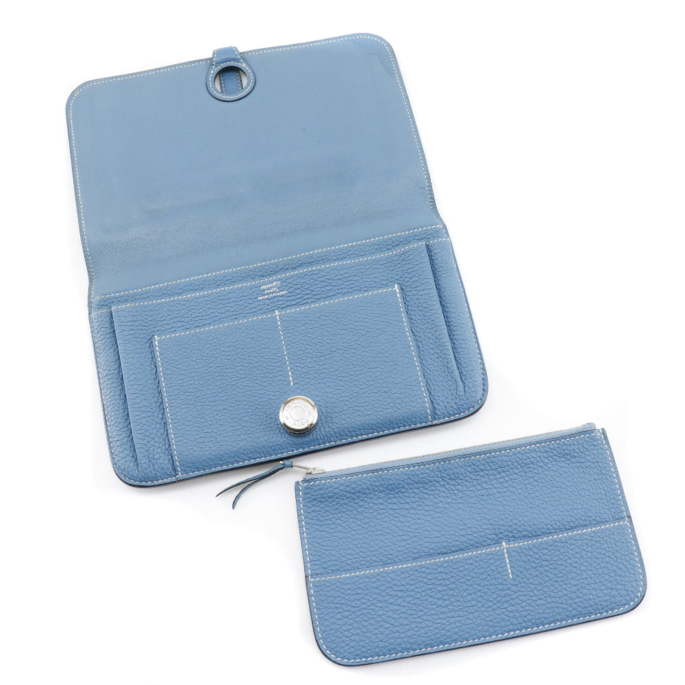 HERMES Long Wallet Purse Togo blue Dogon GM unisex(Unisex) Used Authentic
