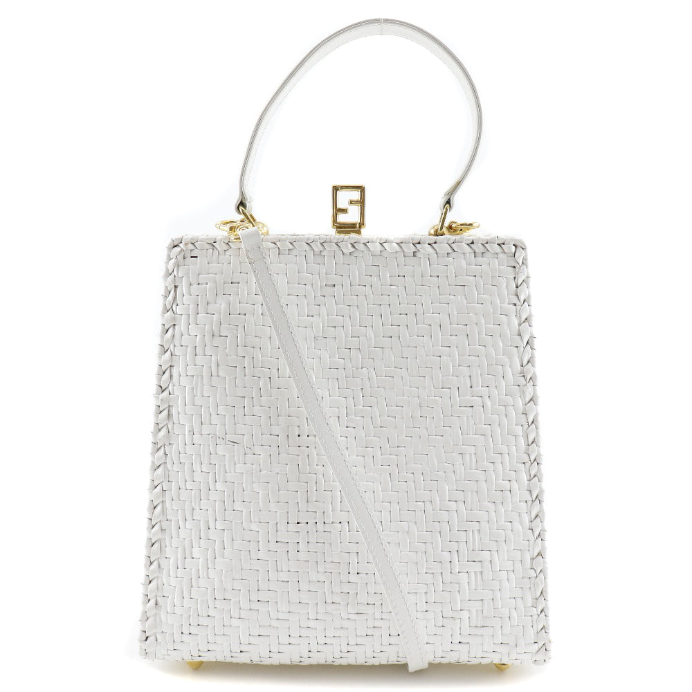 FENDI Handbag leather White Women Used Authentic