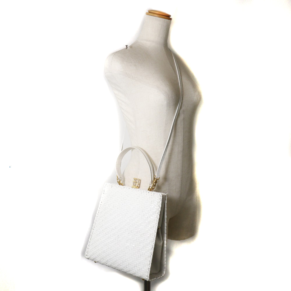 FENDI Handbag leather White Women Used Authentic