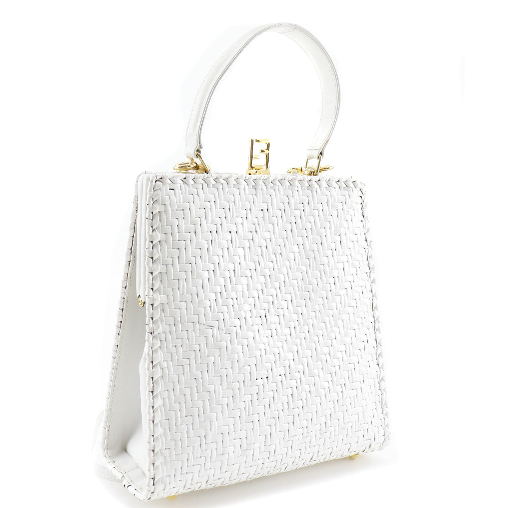 FENDI Handbag leather White Women Used Authentic