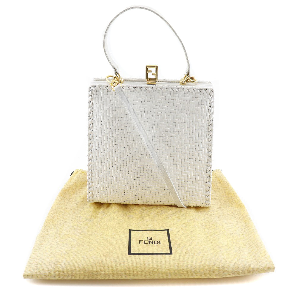 FENDI Handbag leather White Women Used Authentic
