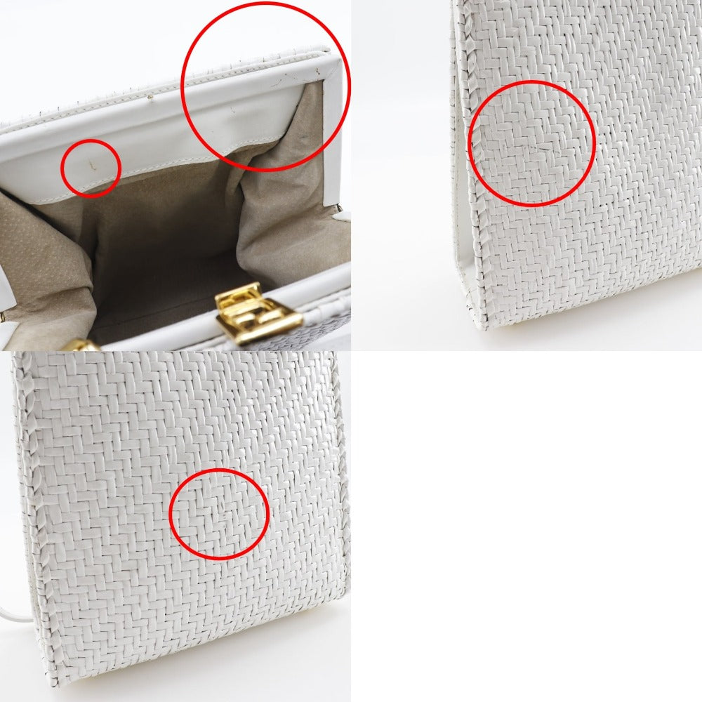 FENDI Handbag leather White Women Used Authentic