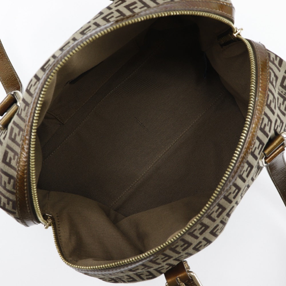FENDI Shoulder Bag 8BL106-CNL Nylon canvas bronze Mini Boston Zucca Women Used Authentic