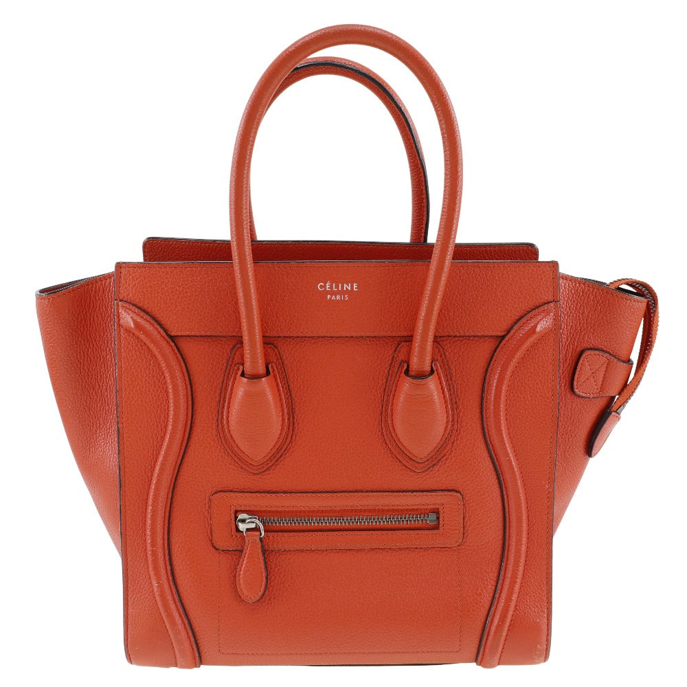 CELINE Handbag Calfskin Red Luggage micro Women Used Authentic