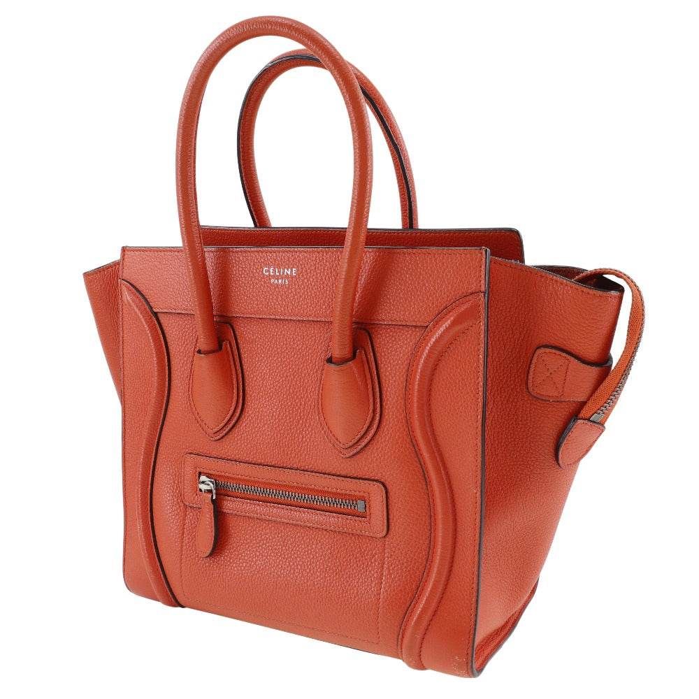 CELINE Handbag Calfskin Red Luggage micro Women Used Authentic