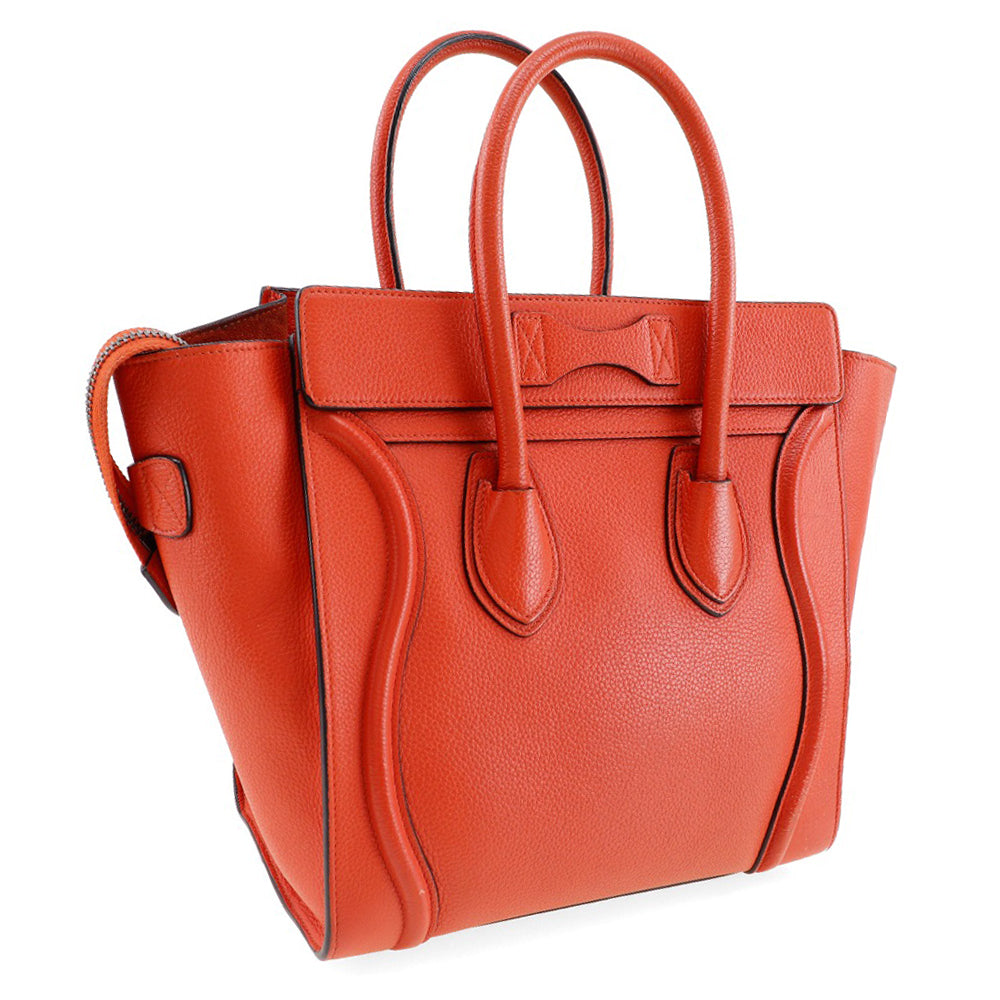 CELINE Handbag Calfskin Red Luggage micro Women Used Authentic