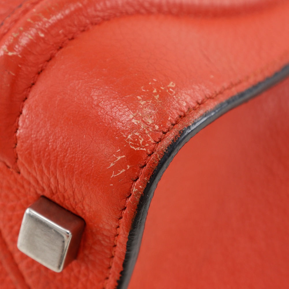 CELINE Handbag Calfskin Red Luggage micro Women Used Authentic