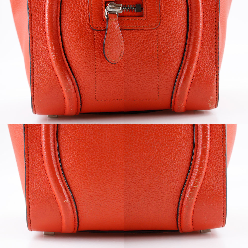 CELINE Handbag Calfskin Red Luggage micro Women Used Authentic