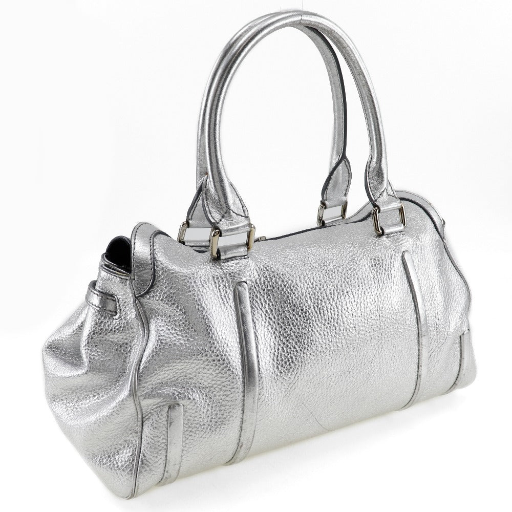 CELINE Handbag Calfskin Silver With logo Women Used Authentic