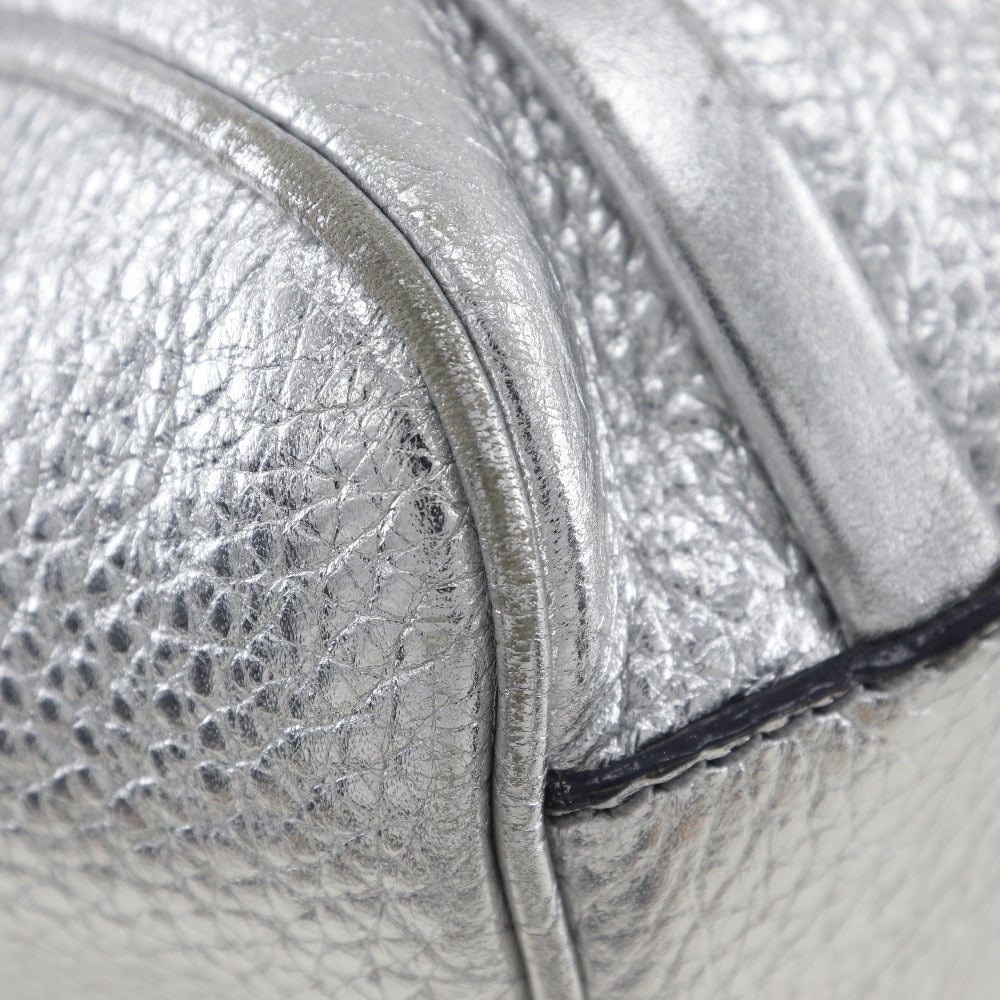 CELINE Handbag Calfskin Silver With logo Women Used Authentic