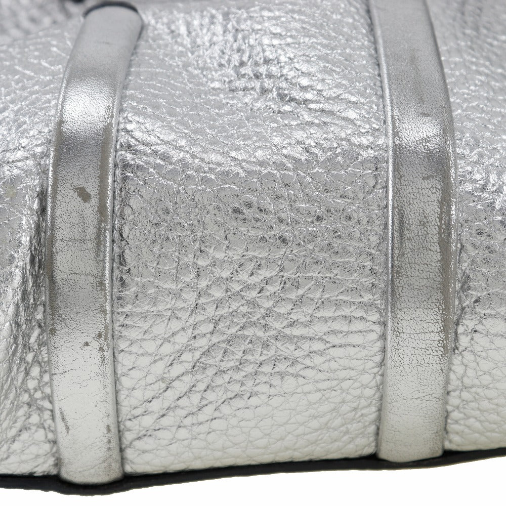 CELINE Handbag Calfskin Silver With logo Women Used Authentic