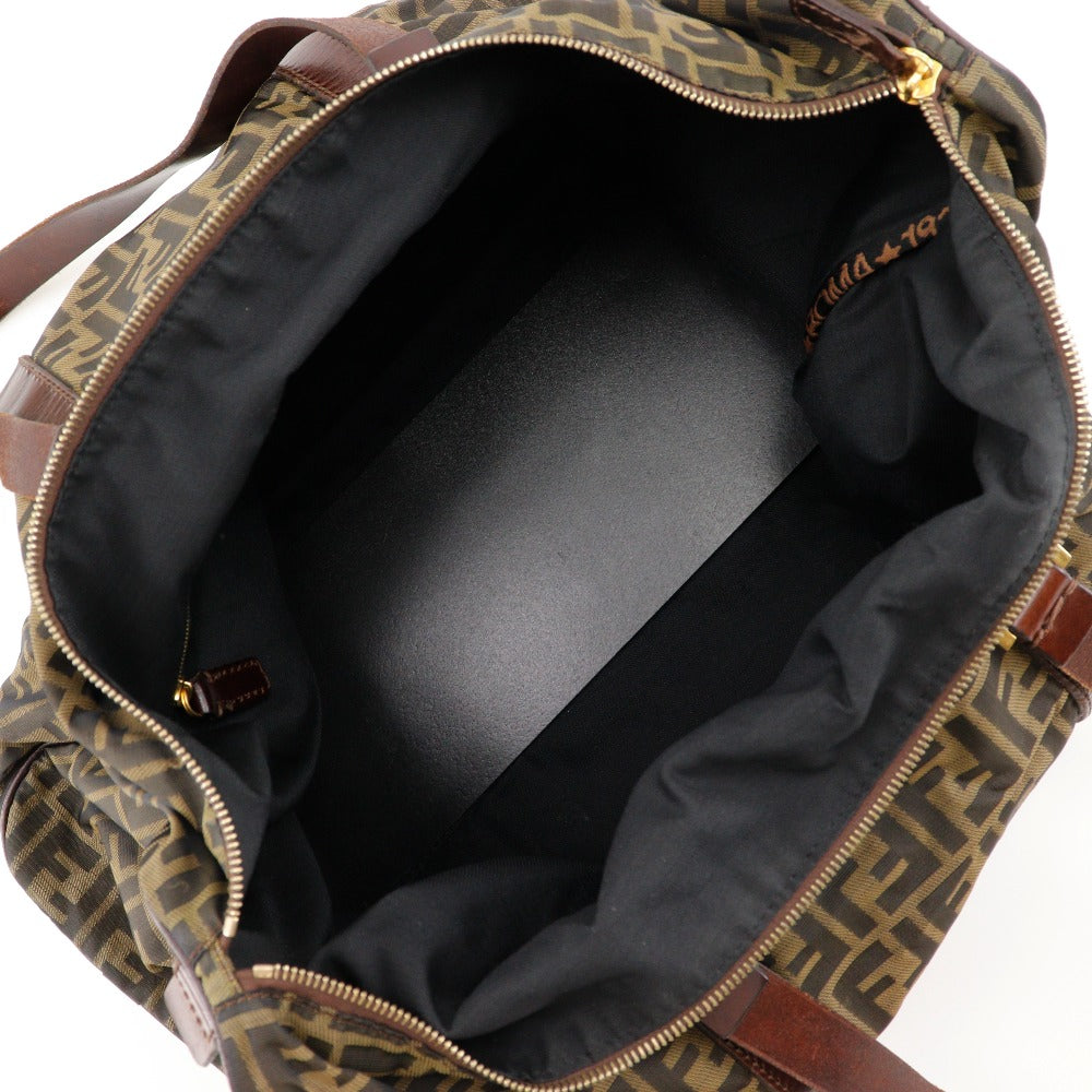 FENDI Boston Duffel bag Nylon canvas Brown Zucca unisex(Unisex) Used Authentic