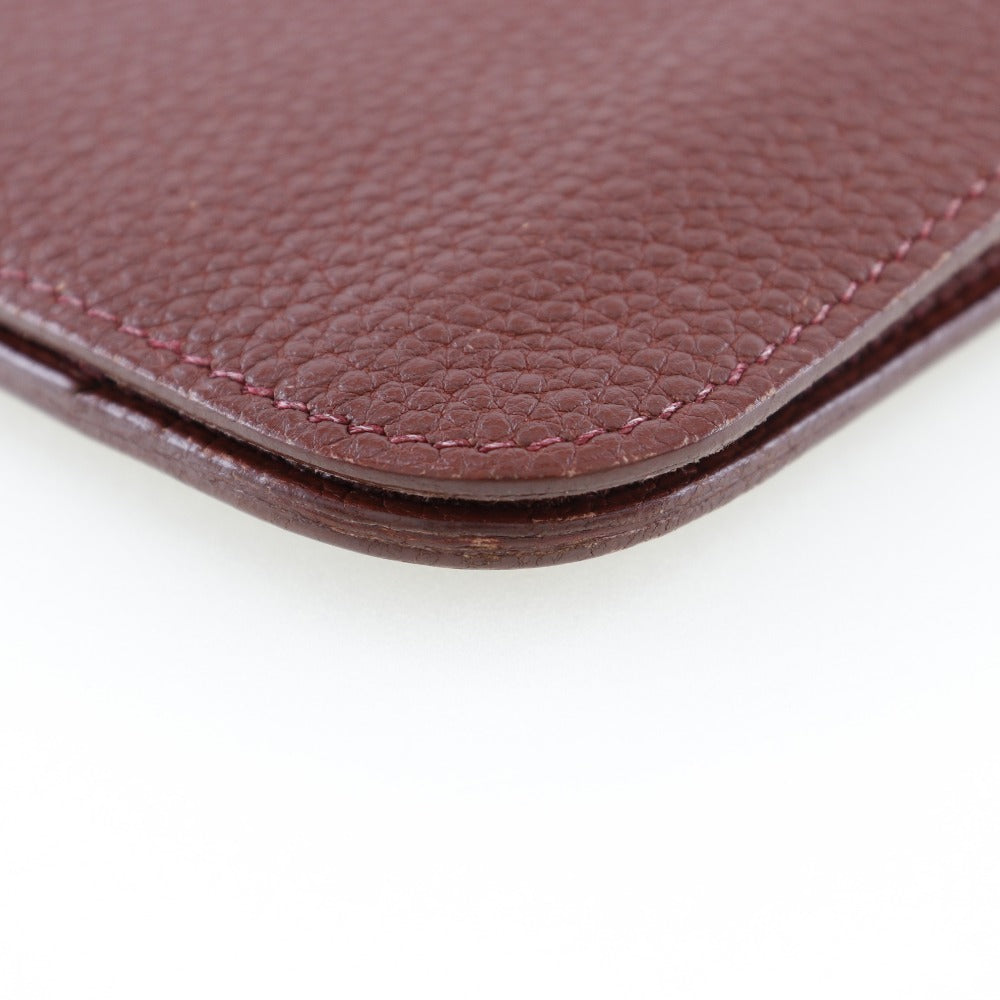 HERMES Long Wallet Purse Taurillon Clemence SilverMetal Dogon GM Women Used Authentic