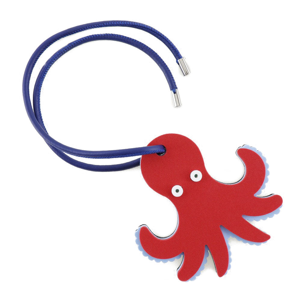 LOEWE charm Urethane, Leather Red and blue Bag charm octopus Paula Zuibiza Octopus Women Used Authentic