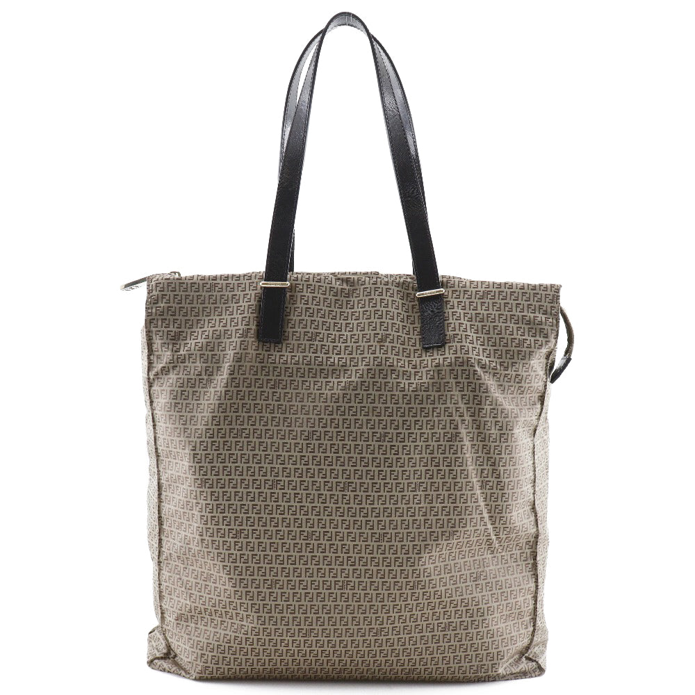 FENDI Tote Bag Nylon, Calfskin Brown micro zucchini