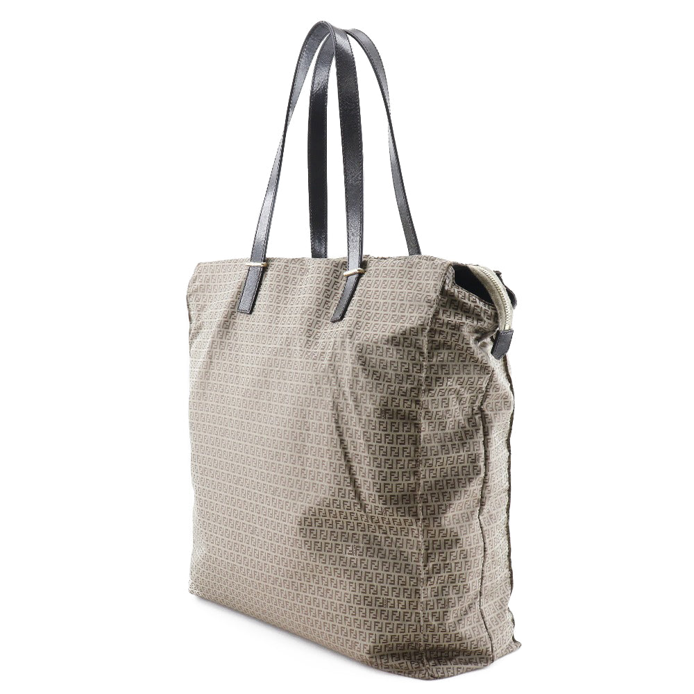 FENDI Tote Bag Nylon, Calfskin Brown micro zucchini