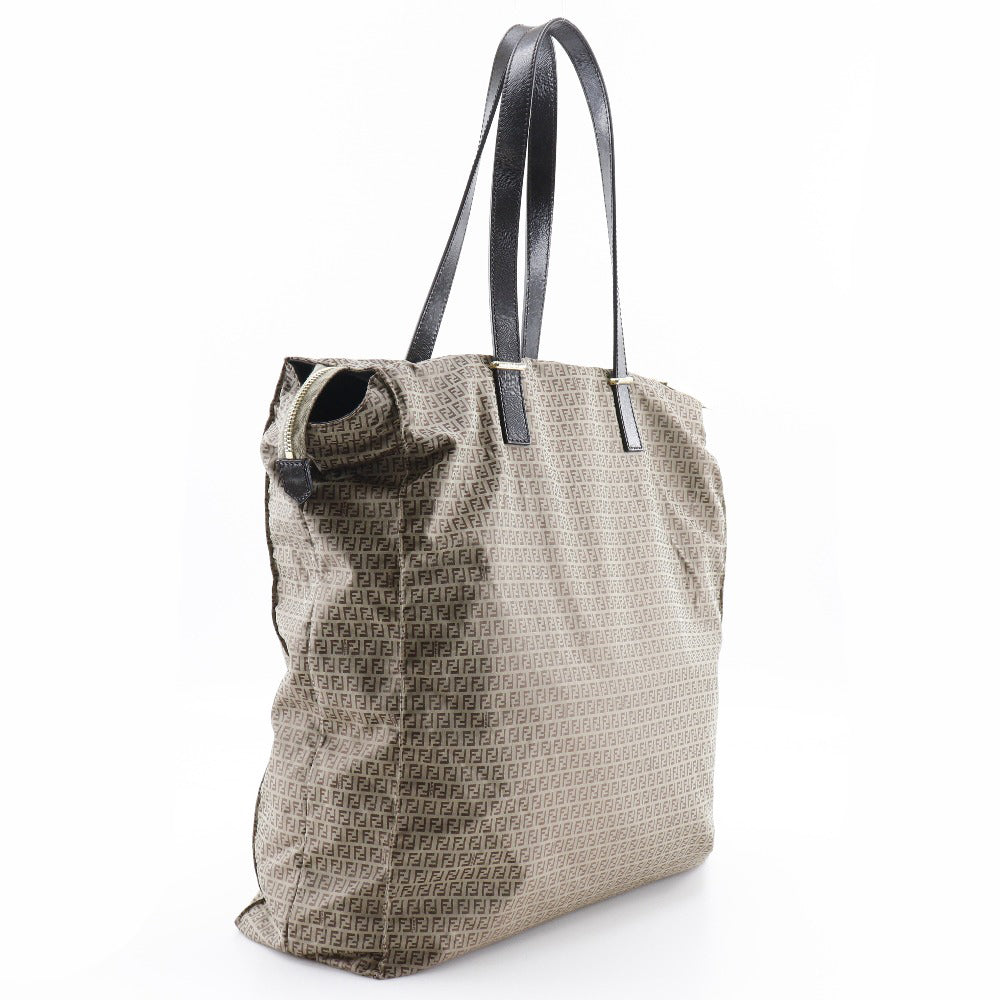 FENDI Tote Bag Nylon, Calfskin Brown micro zucchini