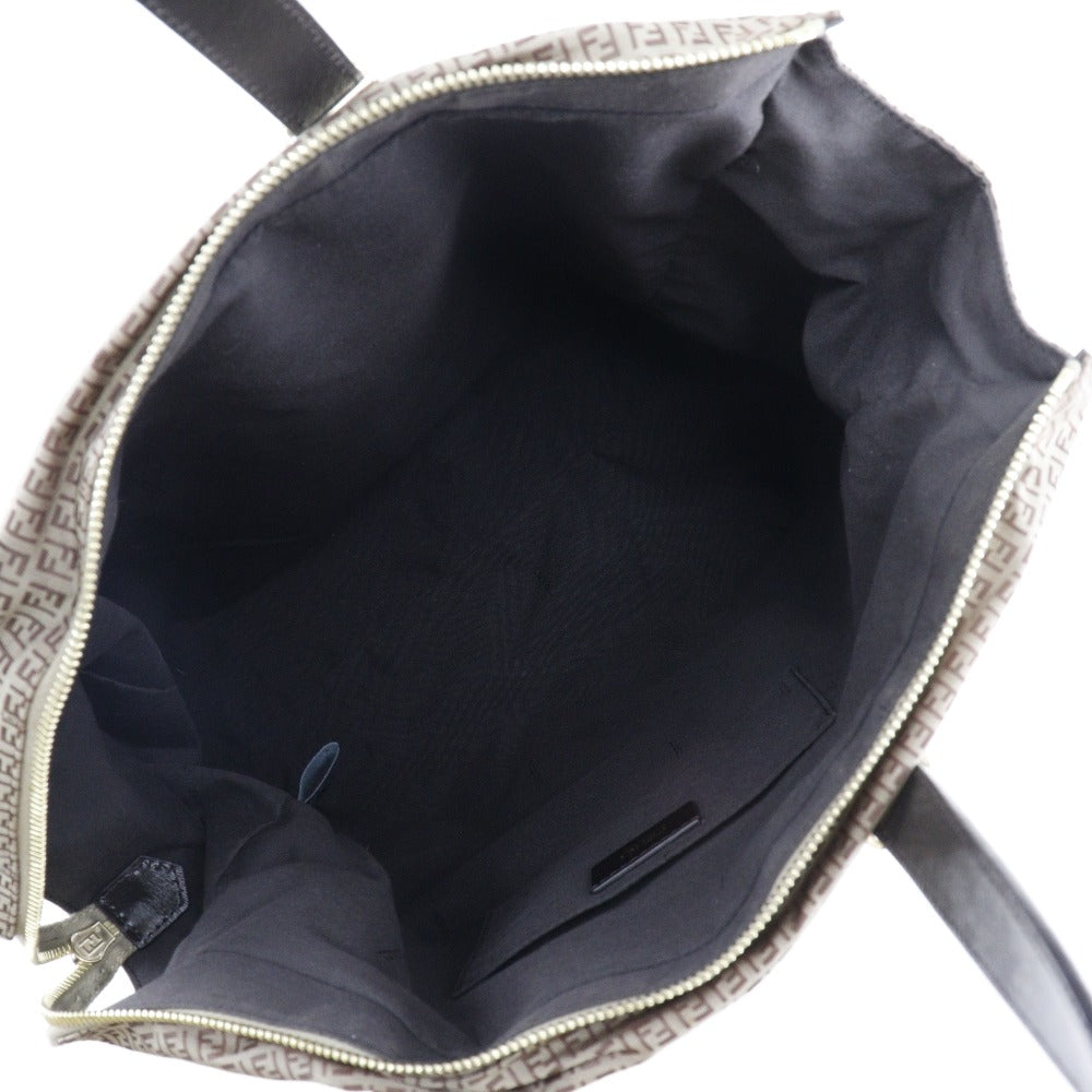 FENDI Tote Bag Nylon, Calfskin Brown micro zucchini