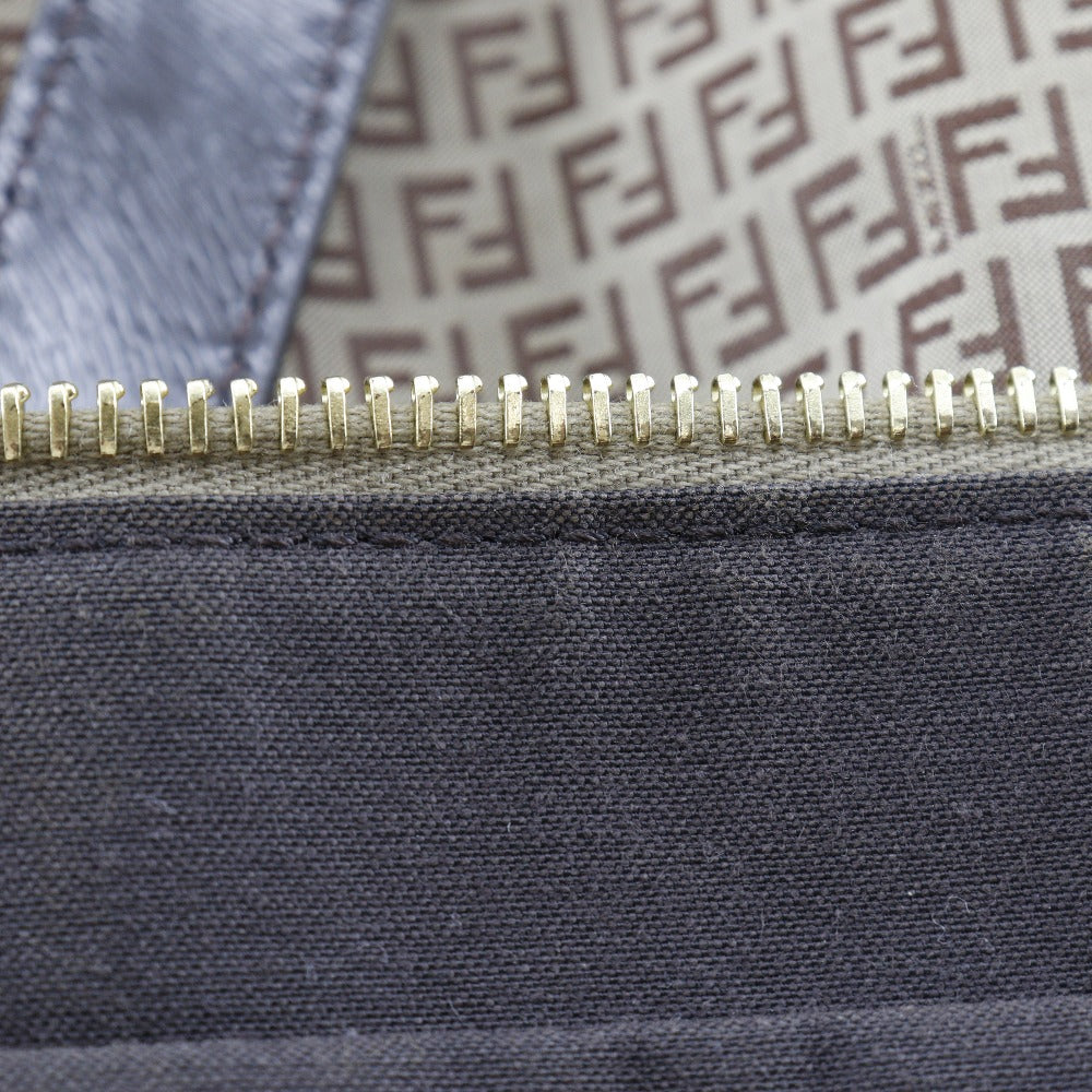 FENDI Tote Bag Nylon, Calfskin Brown micro zucchini