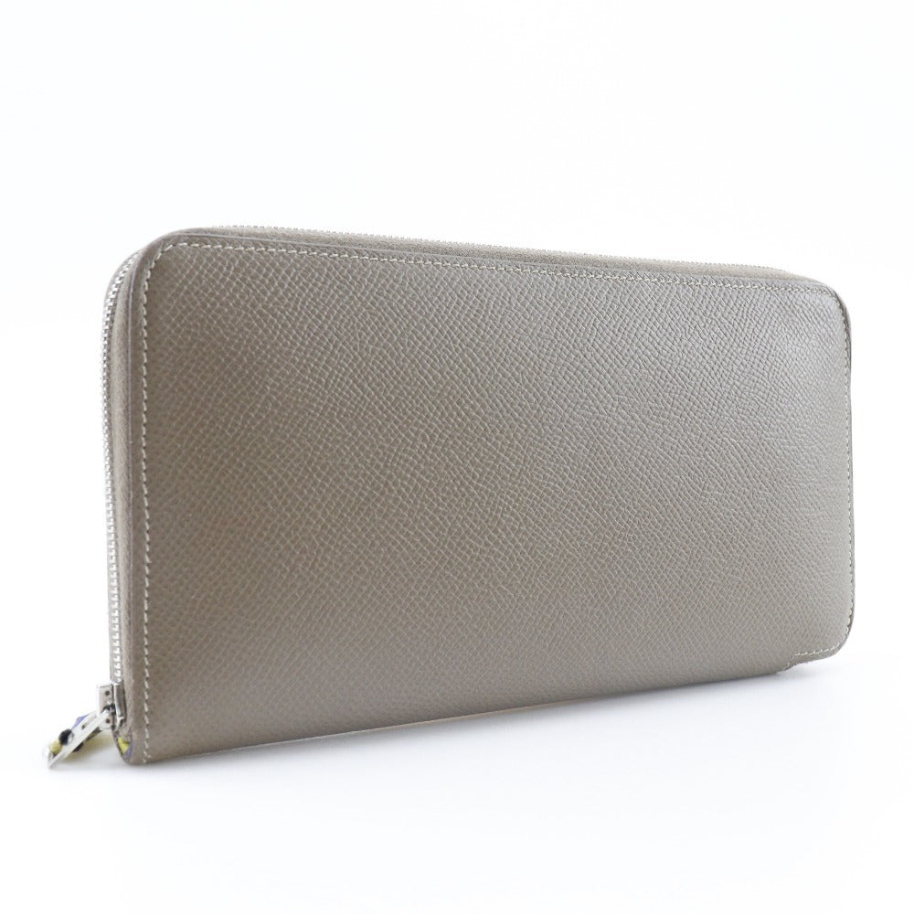 HERMES Long Wallet Purse Epsom Brown Azap Long Silk Inn Women Used Authentic