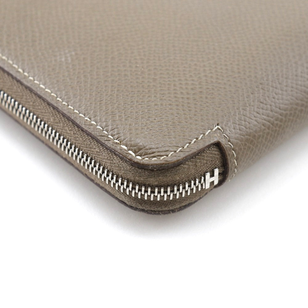 HERMES Long Wallet Purse Epsom Brown Azap Long Silk Inn Women Used Authentic