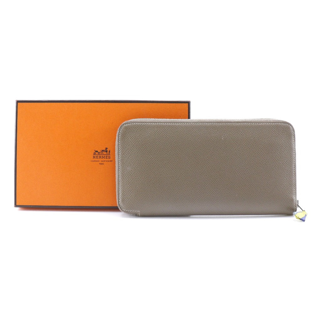 HERMES Long Wallet Purse Epsom Brown Azap Long Silk Inn Women Used Authentic