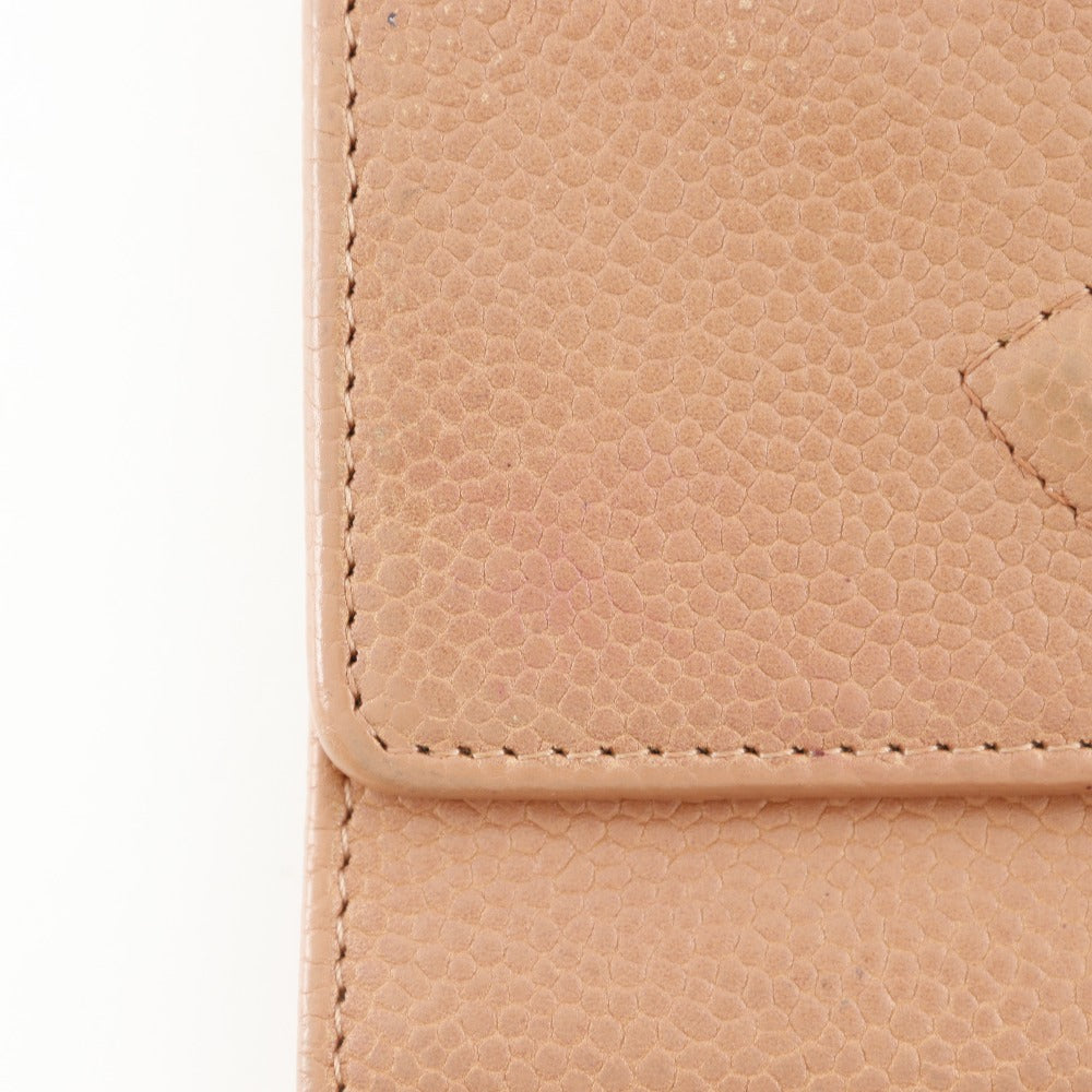 CHANEL Tri-fold wallet Caviar skin pink COCO Mark