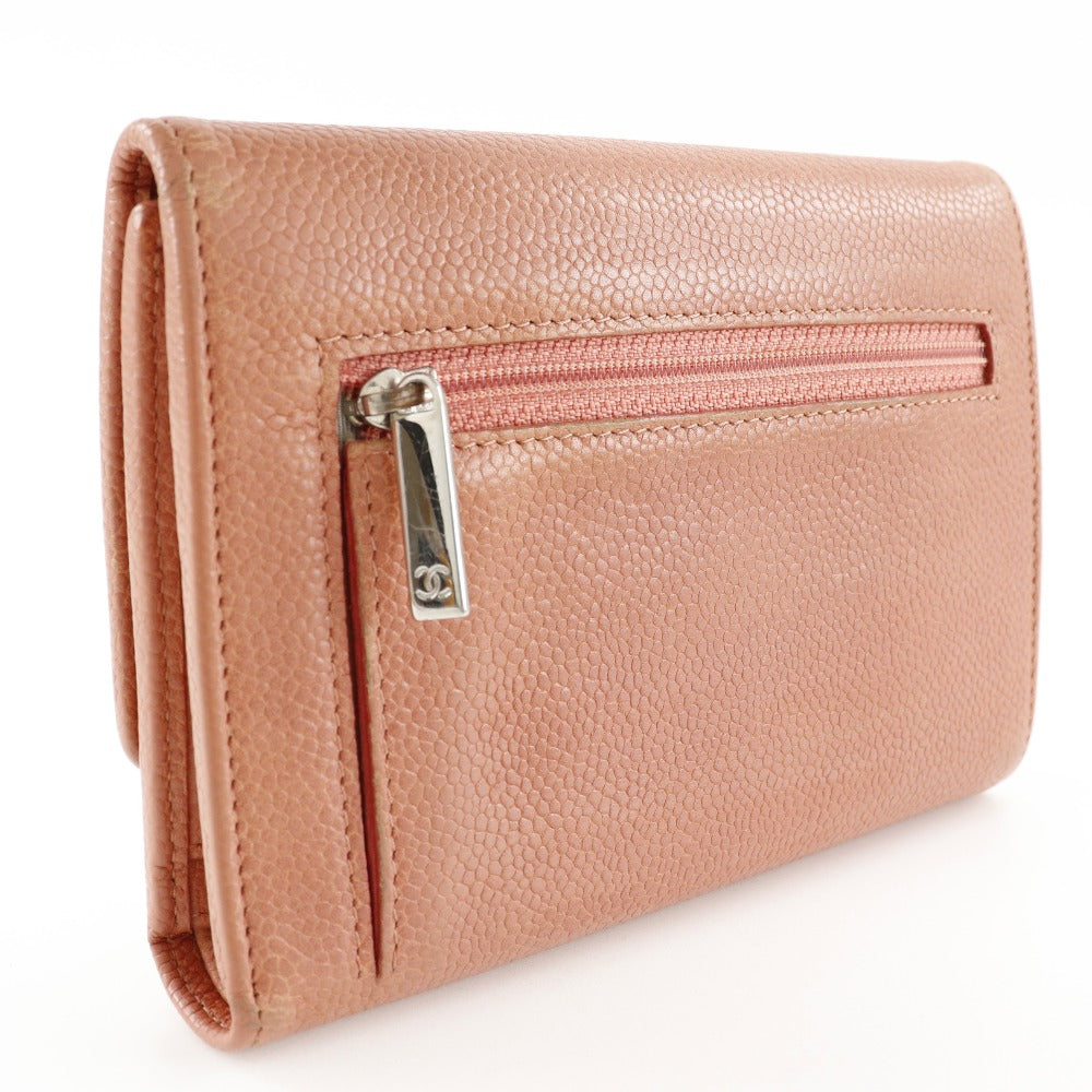 CHANEL Tri-fold wallet Caviar skin pink COCO Mark