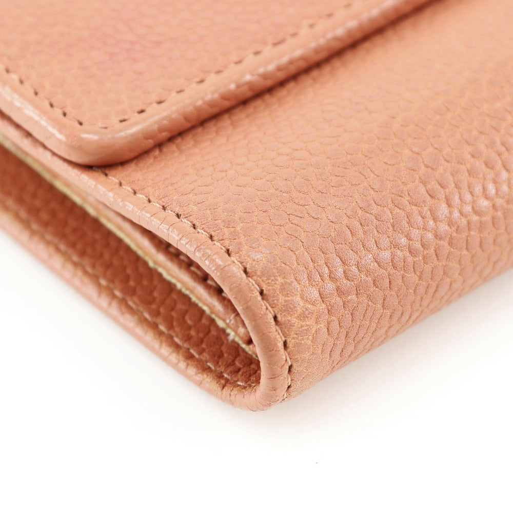 CHANEL Tri-fold wallet Caviar skin pink COCO Mark