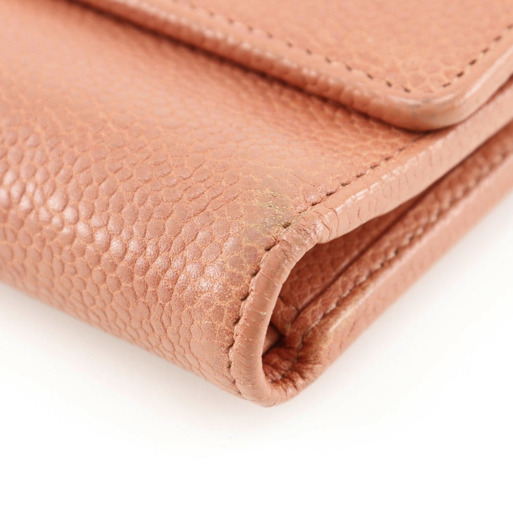 CHANEL Tri-fold wallet Caviar skin pink COCO Mark