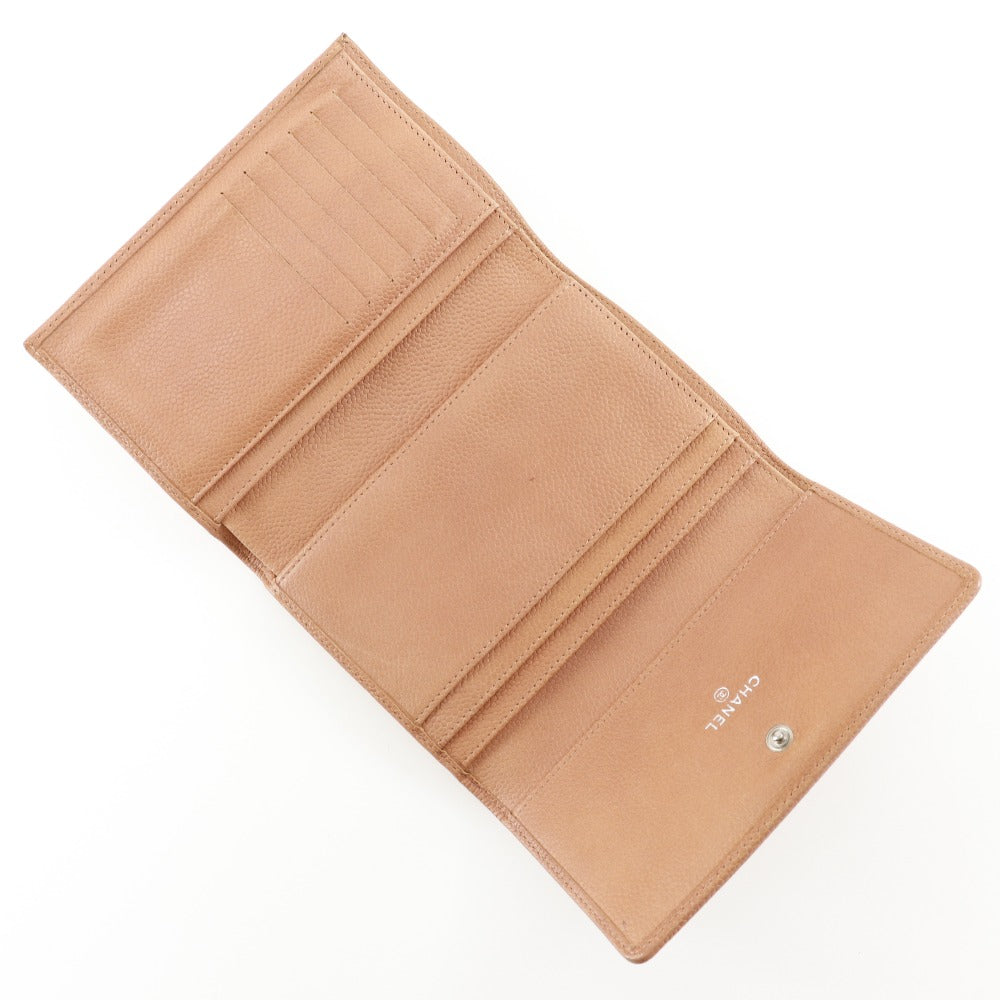 CHANEL Tri-fold wallet Caviar skin pink COCO Mark