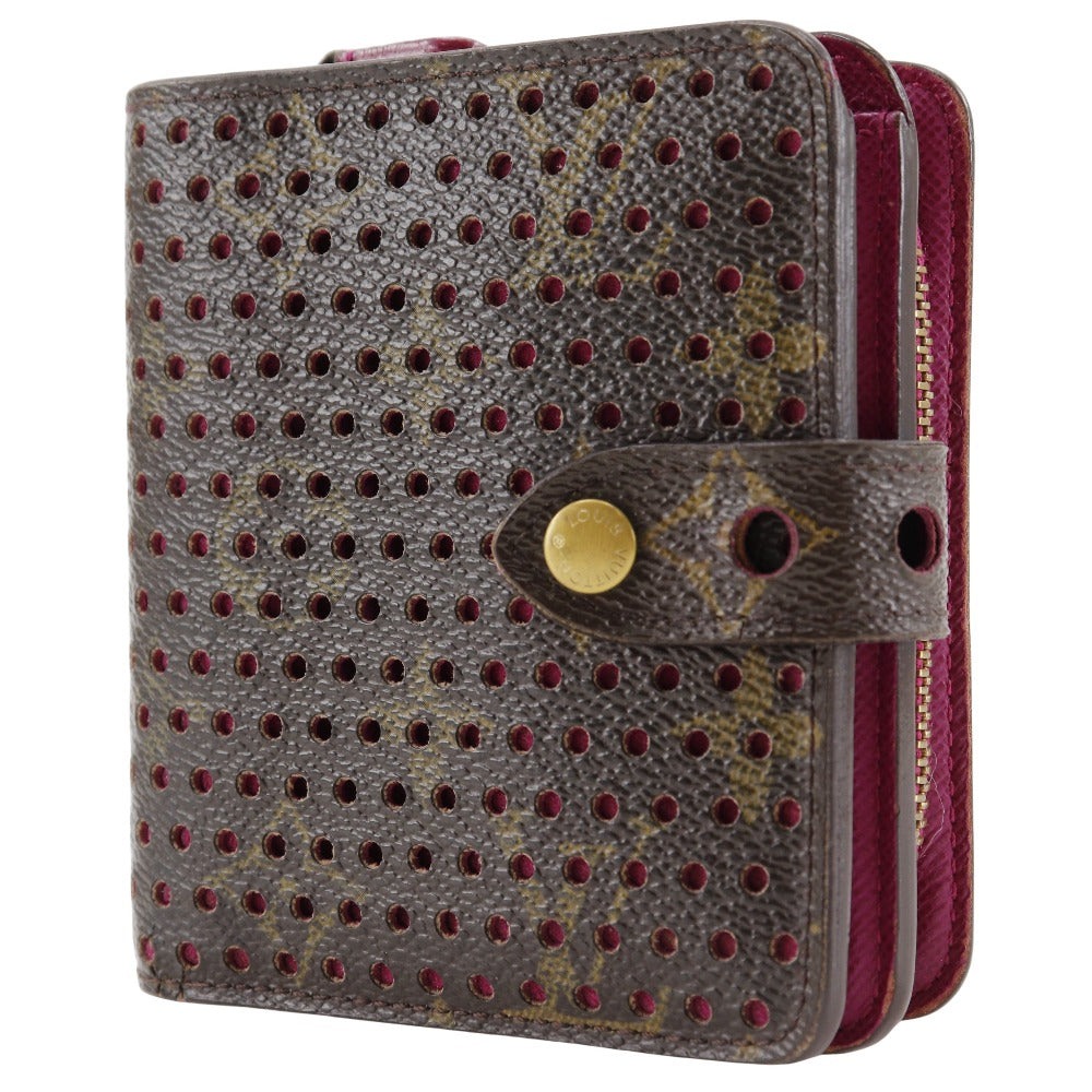 LOUIS VUITTON Bifold Wallet M95188 Monogram canvas Brown / Pink Monogram Perfo Compact zip