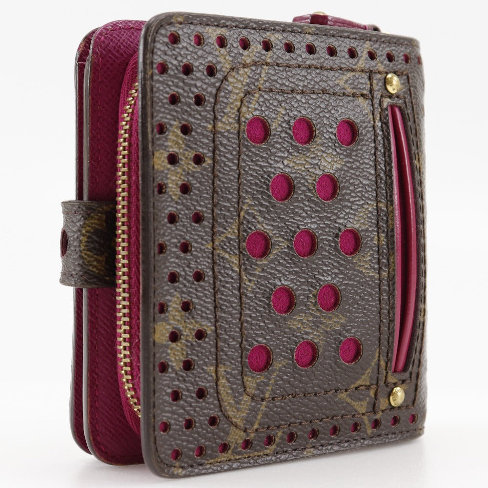 LOUIS VUITTON Bifold Wallet M95188 Monogram canvas Brown / Pink Monogram Perfo Compact zip