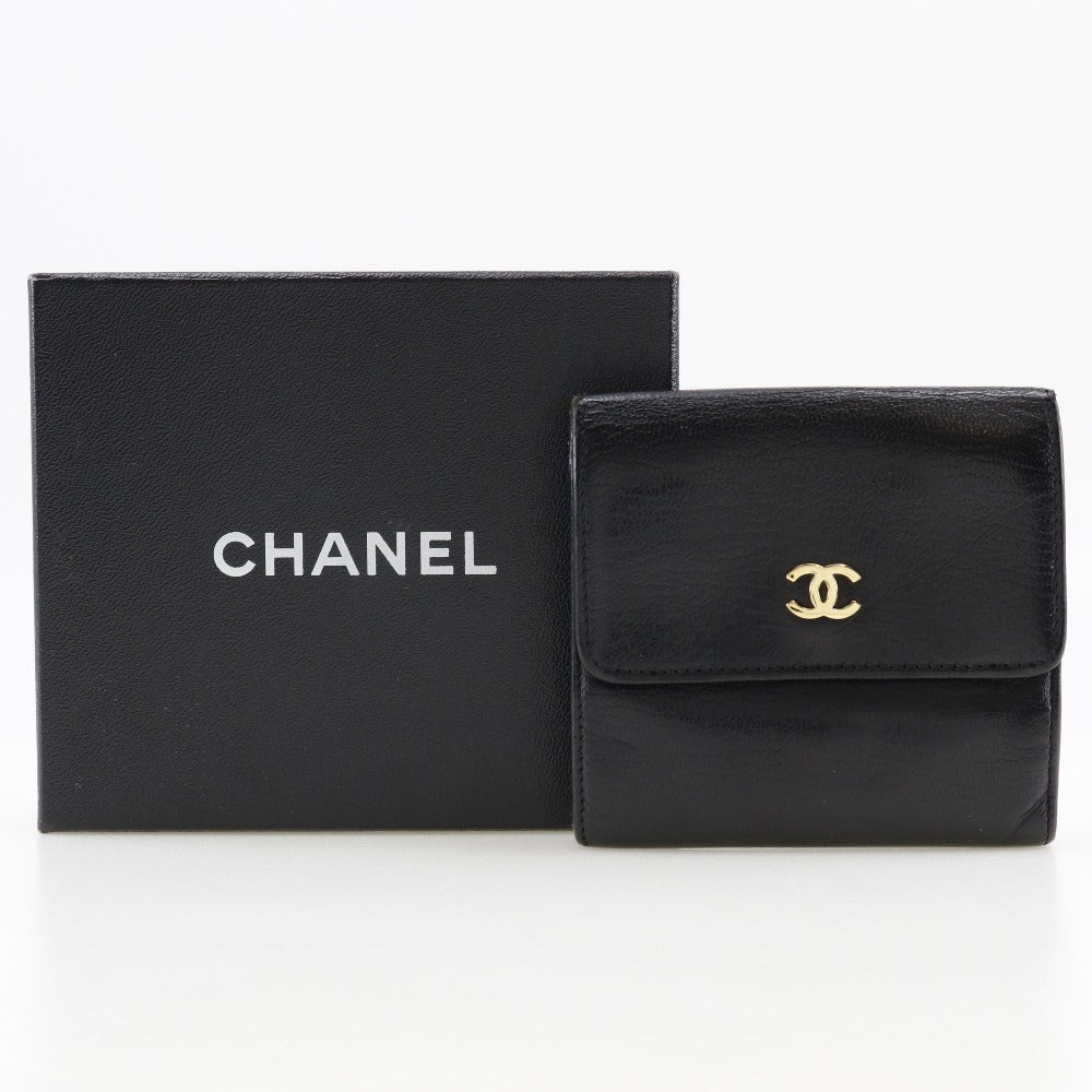 CHANEL Bifold Wallet A13456 Calfskin black W Hook Wallet COCO Mark