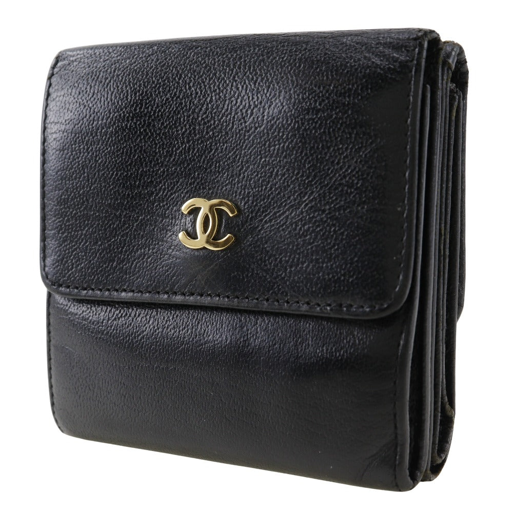 CHANEL Bifold Wallet A13456 Calfskin black W Hook Wallet COCO Mark