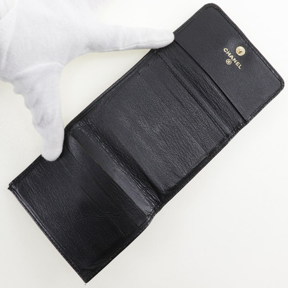 CHANEL Bifold Wallet A13456 Calfskin black W Hook Wallet COCO Mark