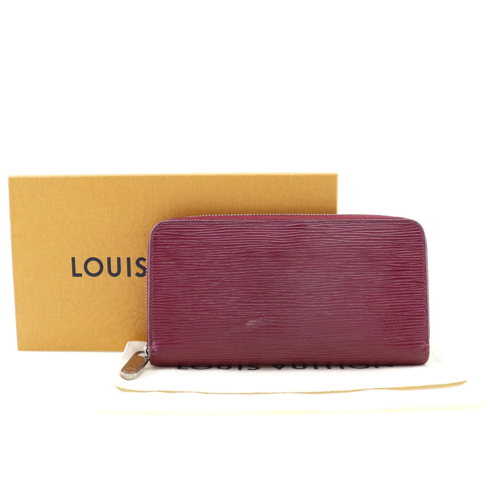 LOUIS VUITTON Long Wallet Purse Epi Leather Red Zippy wallet