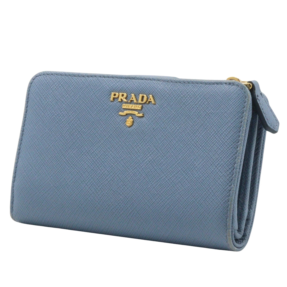 PRADA Bifold Wallet Safiano light blue
