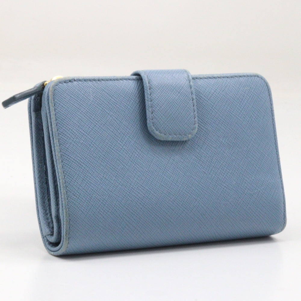 PRADA Bifold Wallet Safiano light blue