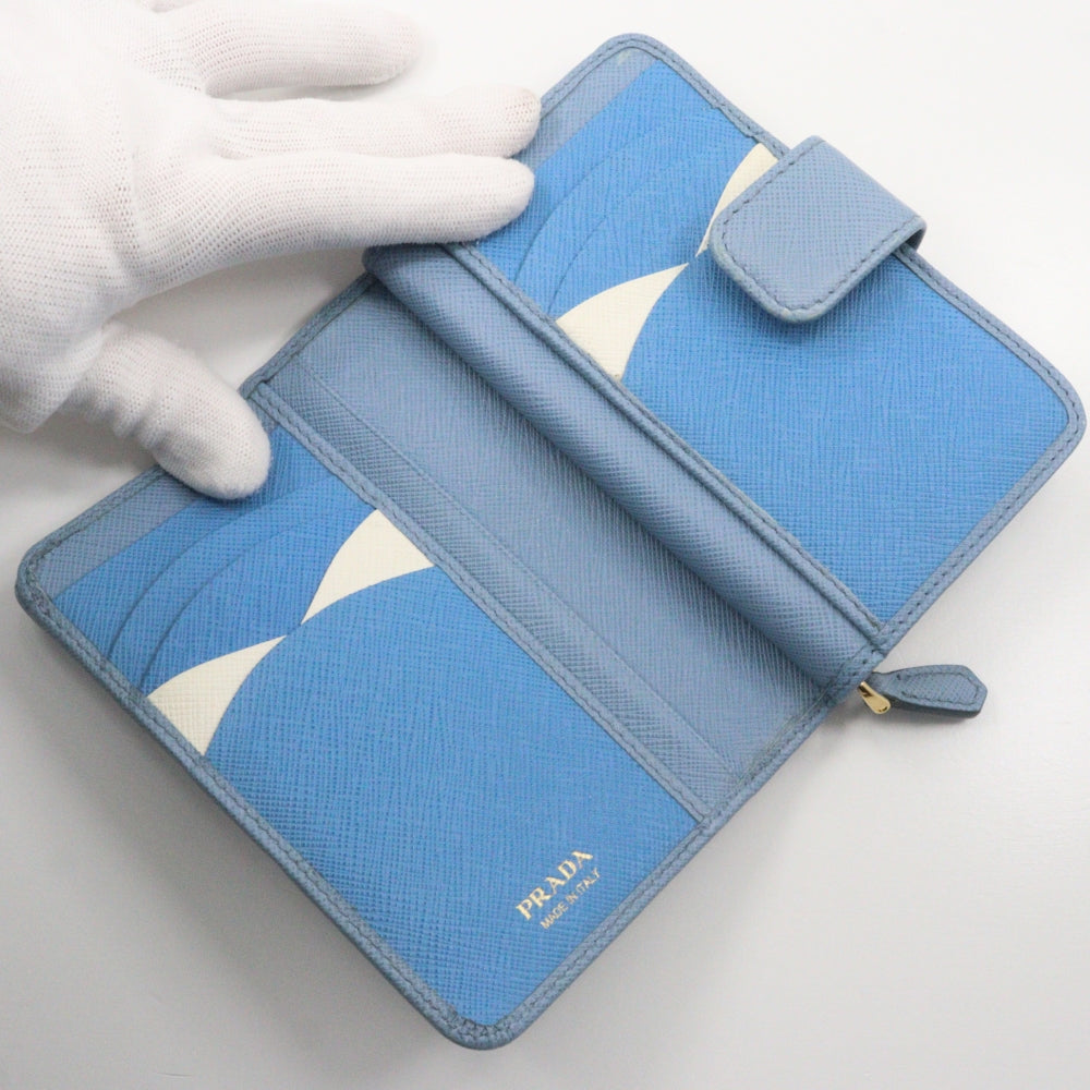 PRADA Bifold Wallet Safiano light blue