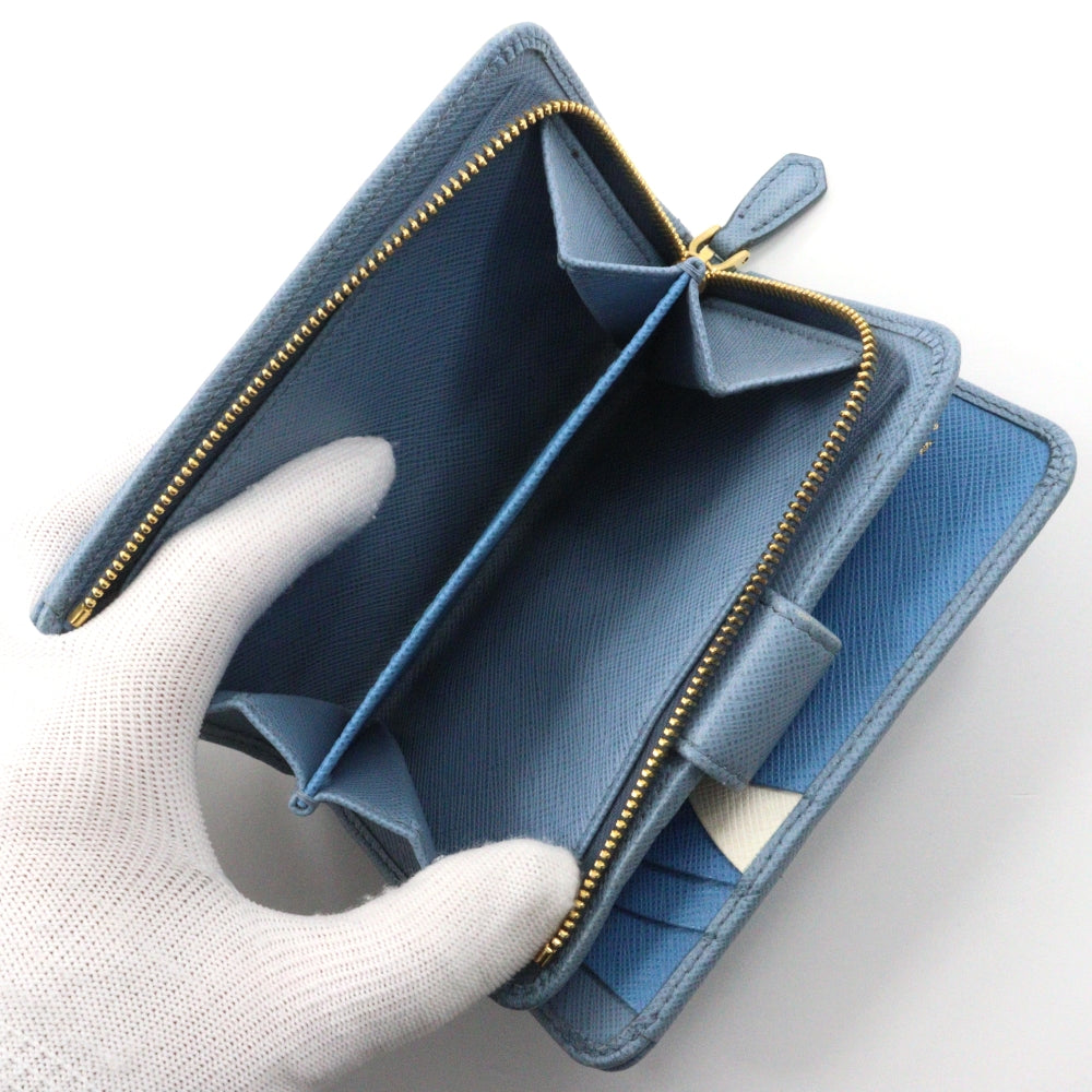 PRADA Bifold Wallet Safiano light blue
