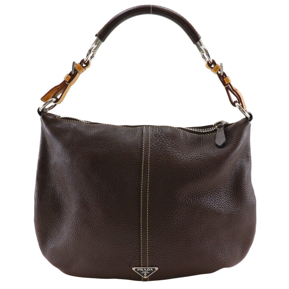 PRADA Shoulder Bag Calfskin Brown one belt