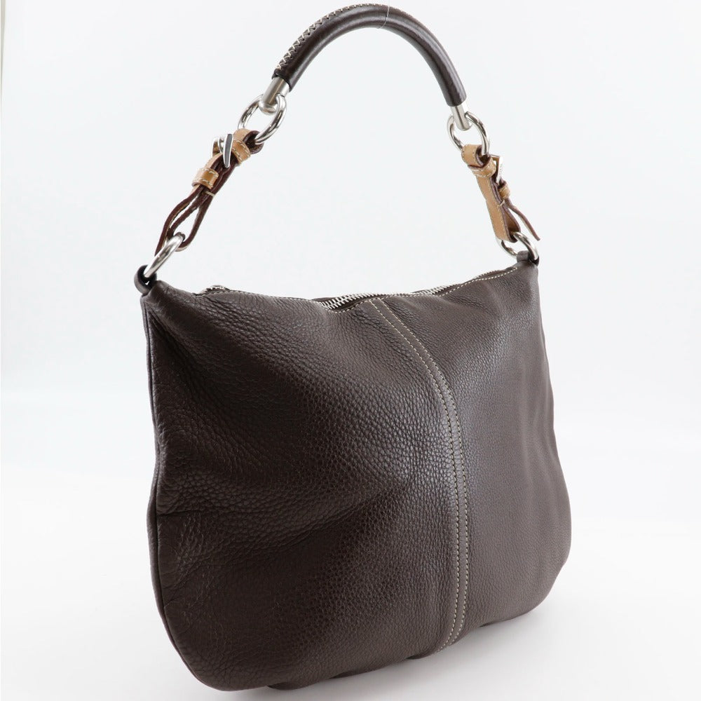 PRADA Shoulder Bag Calfskin Brown one belt