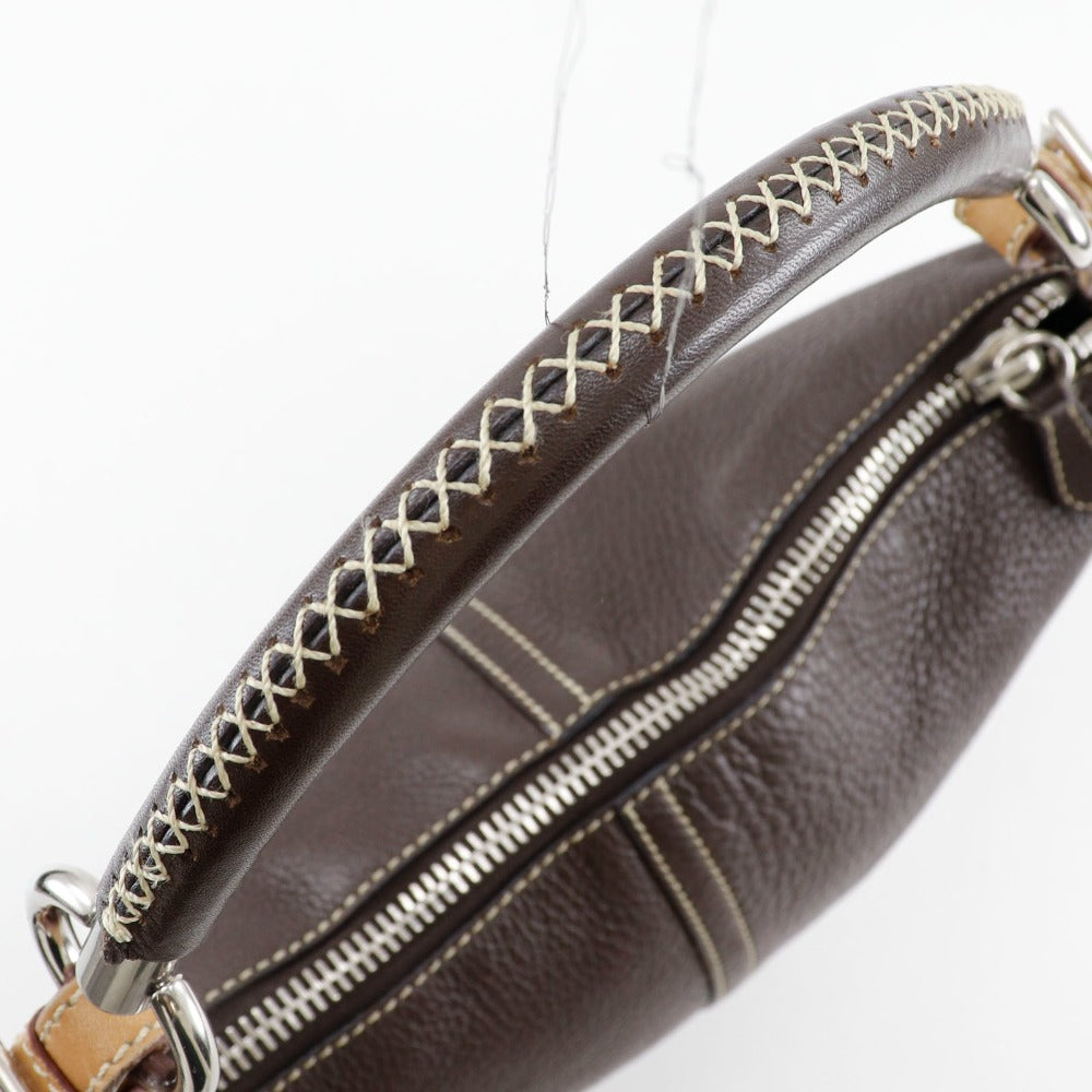 PRADA Shoulder Bag Calfskin Brown one belt