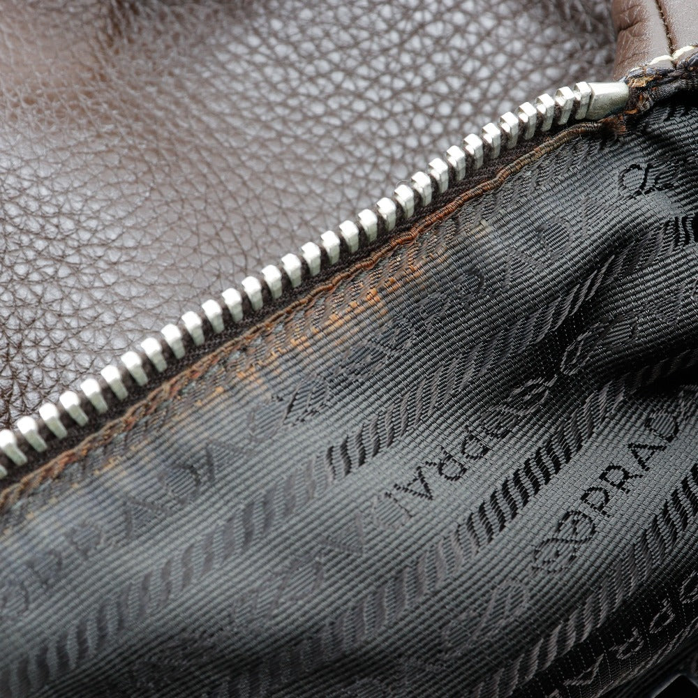 PRADA Shoulder Bag Calfskin Brown one belt