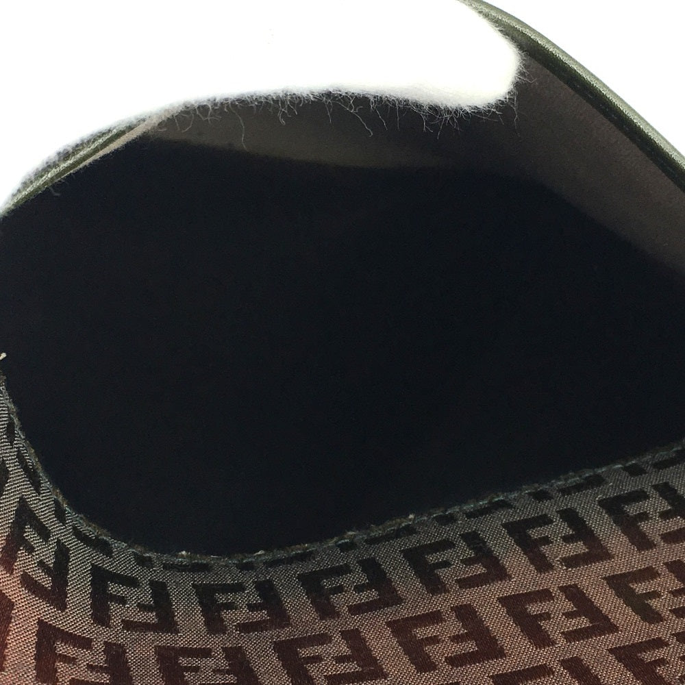 FENDI Shoulder Bag PVC / Leather Khaki x Brown type Zucchino ZuccaPattern logoPattern pochette Vintage old