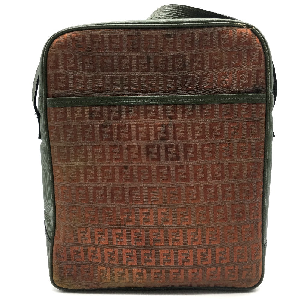 FENDI Shoulder Bag PVC / Leather Khaki x Brown type Zucchino ZuccaPattern logoPattern pochette Vintage old
