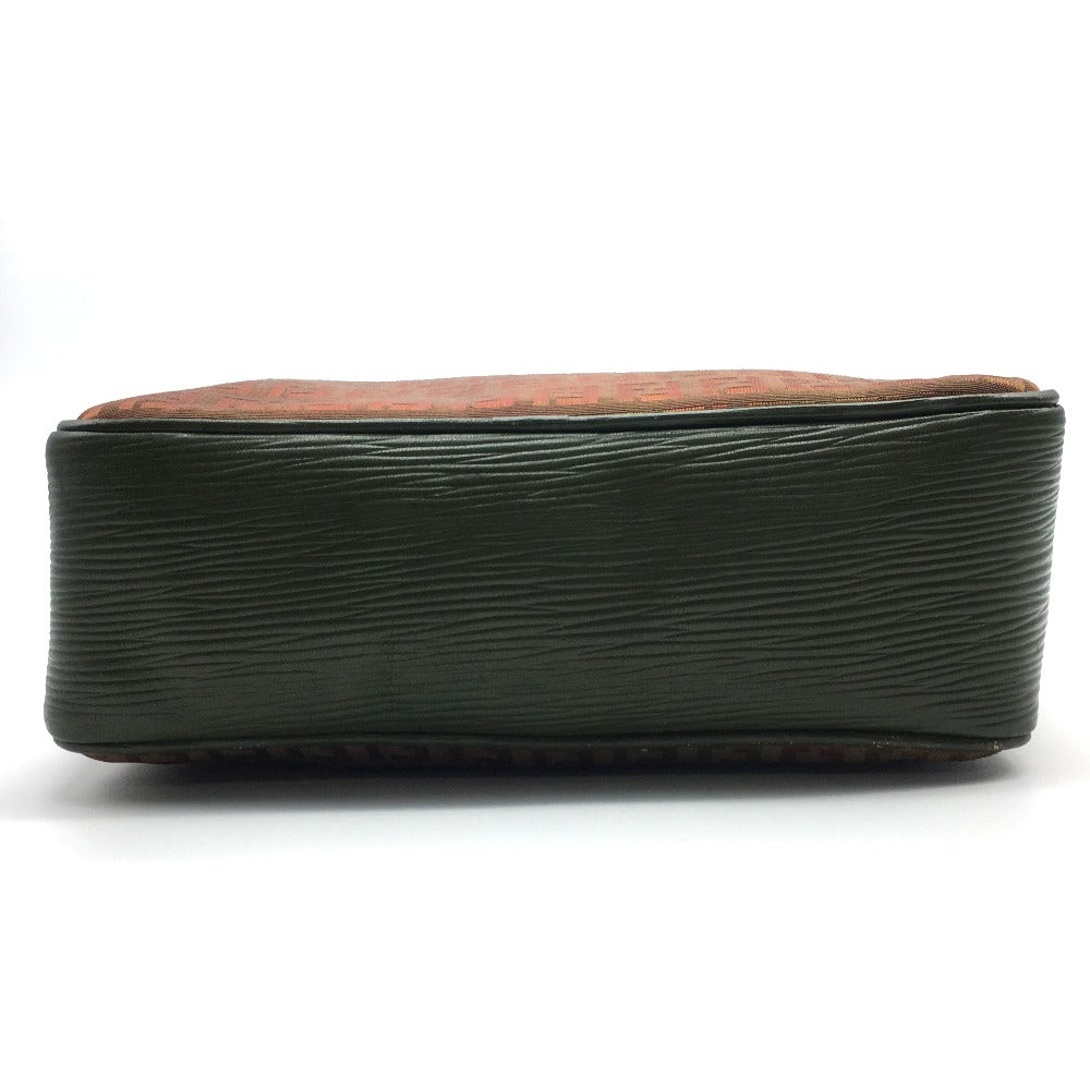 FENDI Shoulder Bag PVC / Leather Khaki x Brown type Zucchino ZuccaPattern logoPattern pochette Vintage old